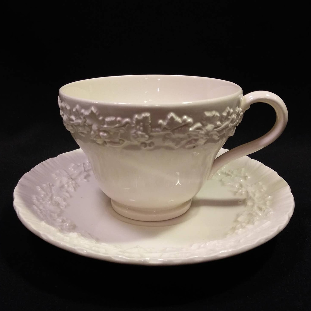 1 Wedgwood Cup n Saucer Set Cream on Cream Color